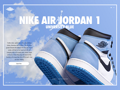 Air Jordan 1 University Blues UI Concept clean design designer flat graphic design illustration minimal ui web web design website