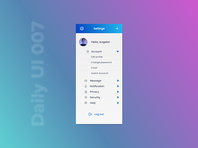 Daily UI 07 account adobexd daily 007 daily 100 challenge daily challange daily ui daily ui 007 daily ui challenge dailyui dailyui007 dailyuichallenge design settings settings page settings ui ui challange