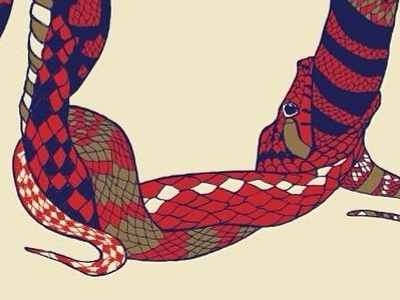 Snakes on snakes on snakes illustration screen print snakes unhinged