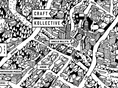 Illustrated Map of Austin Breweries austin craft beer illustration pen and ink