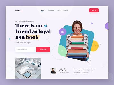 Electronic Library book app books digital tecnologies e library e reading education education website landing page student ui ux
