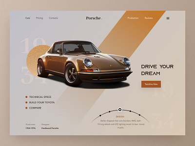 Porsche Landing Page Hero automotive design branding car website classic car concept header minimal product design sportscar vechicle website website design