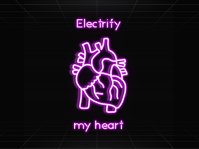 Electrify my heart design electric flat heart illustration illustrator minimal neon neon colors neon sign song song lyrics vector web
