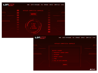 Cyberpunk style web page branding cyberpunk design flat games gaming illustration illustrator interface lanparty logo minimal red ui ux vector