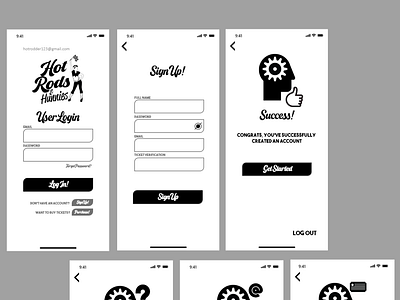 Grayscale HiFi Wireframes - Mobile App adobe adobe illustrator app ui branding design digital illustration mobile design xd design xd ui kit