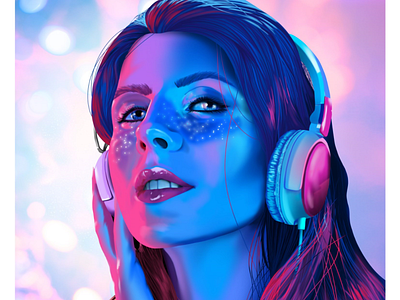 Colorful Headphone clip studio paint design digital art digital illustration digitalart illustration illustrator vector women