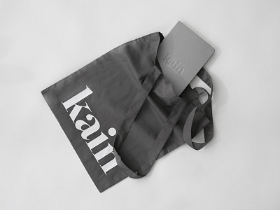 Kain tote bag and notebook b2b debossed grey mono notebook tote bag