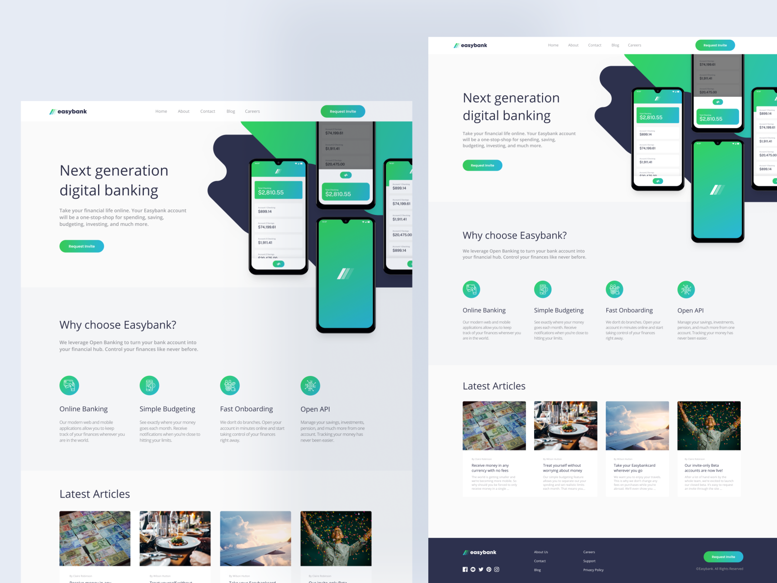 Easy Banking Landing Page by Aboyeji Jeremiah on Dribbble