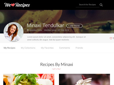 Profile Page - WeLoveRecipes - UI design food page profile recipe ui design user website weloverecipes