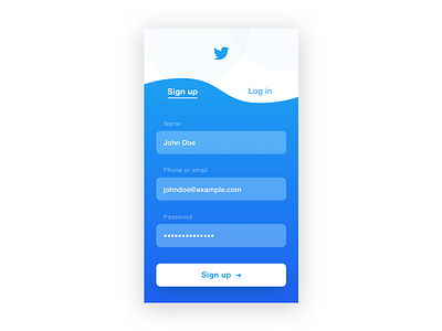 Daily UI 001 — Sign Up app blue daily ui daily ui 001 ios mobile redesign sign up twitter ui ux