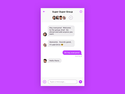 Daily UI 013 — Direct Messaging app daily ui daily ui 013 ios messaging messenger mobile purple simple social ui ux