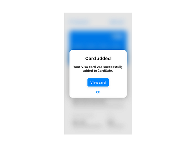 Daily UI 016 — Pop-Up / Overlay app blue credit card daily ui daily ui 016 ios mobile payments popup simple ui ux