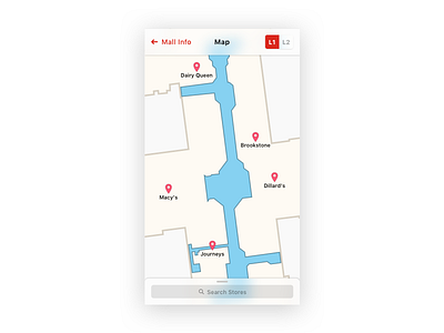 Daily UI 029 — Map app daily ui daily ui 029 ios location mall map mobile navigation red ui ux