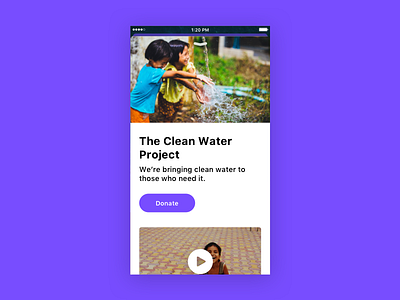 Daily UI 032 — Crowdfunding Campaign app charity crowdfunding daily ui daily ui 032 fundraising ios mobile purple simple ui ux