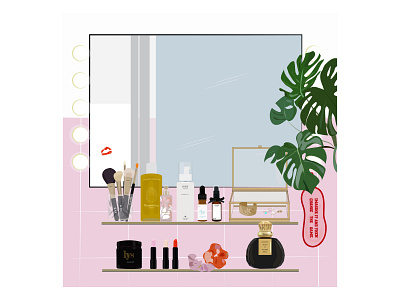 bathroom with hungarian beauty products beauty fashion illustration