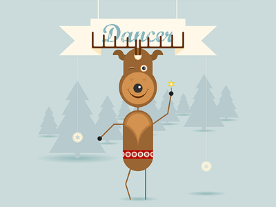Dancer the reindeer character design christmas flat reindeer santa claus
