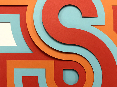 Detail of S 3d dimensional laser letterforms paper shapes typography