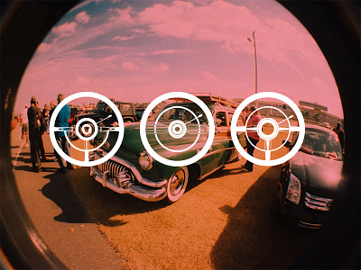 View Master car fisheye icon illustration woody