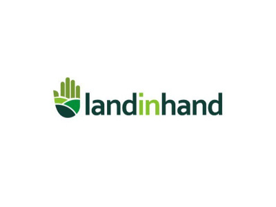 Land In Hand Logo Concept farm green hand land logo