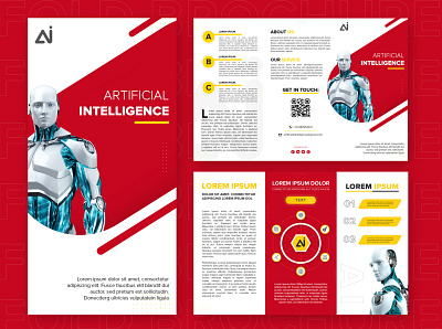 Artificial Intelligence Brochure branding brochure design brochure mockup business cards design illustration minimal psd psd design typography