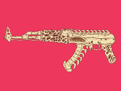AK-47 automatic bone cartridge gun guns illustration kalashnikov picture skeleton weapon