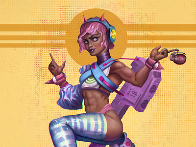 DTIY grenade girl characterdesign digital painting digitalart illustration