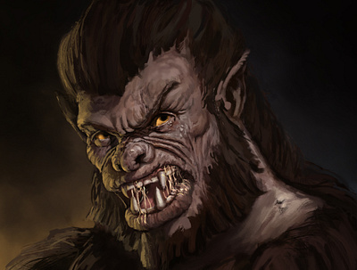 Werewolf characterdesign creature creepy digital painting digitalart fantasy illustration monster werewolf