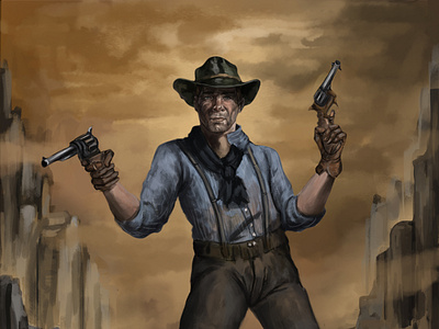 Cowboy 2dart characterdesign cowboy digital painting digitalart illustration