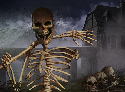 Skull characterdesign creepy digital painting digitalart horror illustration skull