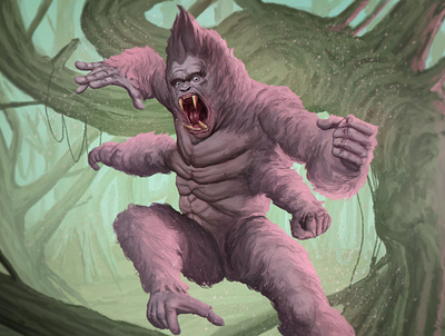Pinkish Gorilla characterdesign digital painting digitalart fantasy gorilla illustration