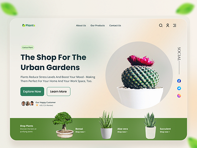 Plants — Plants Shop Landing Page hero section plant shop product design ui ux
