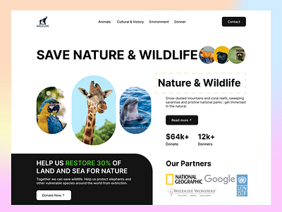 Wildlife Web Header animal creative dribbble2022 creative geographic landing page minimal national geographic nature website design wild wildlife