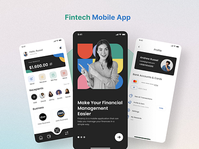 Fintech Mobile App analytics app banking app e wallet finance fintech app mobile app money transfer pay payment transactions transfer ui ux
