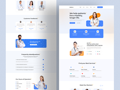 Medi.Co- Medical Landing page Design clinic doctor healthcare homepage hospital landing page medical care medical landing page medicine product design ui uiux website deaign