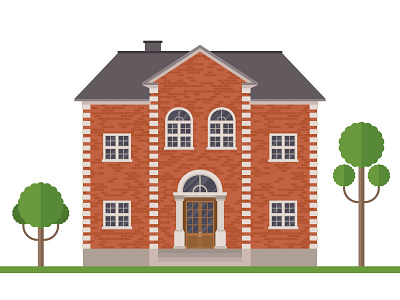 BRICK HOUSE brick building construction flat home house illustration tree vector villa