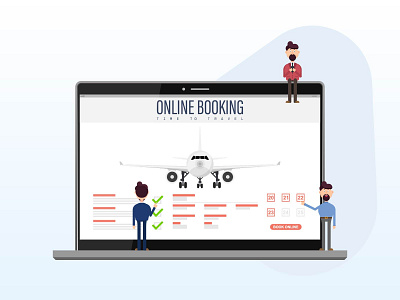 BOOK YOUR FLIGHT ONLINE ON LAPTOP app book booking buy communication flight interface journey man network online plan registration technology template ticket tourism vector web