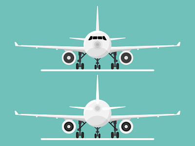 FRONT AND BACK VIEW OF PLANE aeroplane aircraft airline airliner airplane business collection departure fly holiday illustration jet passenger realistic sky transport transportation travel vector