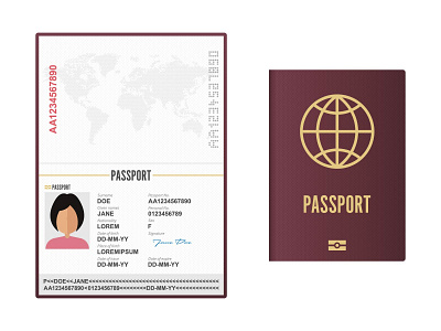 Opened and closed female passport citizen citizenship closed document emigration female id identification identity international legal official pass passport person personal photo vector visa