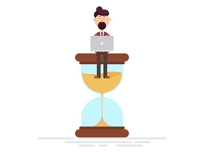 OFFICE WORKER SITTING ON AN HOURGLASS