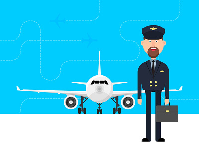 TRAVEL CONCEPT BACKGROUND WITH PLANE AND PILOT