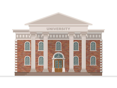 UNIVERSITY BUILDING academic architecture building college construction education exterior facade flat high house illustration institution isolated knowledge school structure town university vector