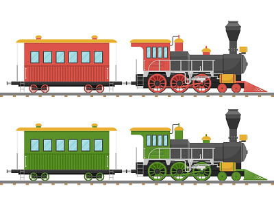 VINTAGE STEAM LOCOMOTIVE IN FLAT DESIGN