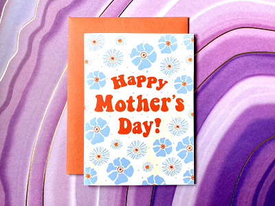 Happy Mother's Day cards design flower illustration print retro typography vector