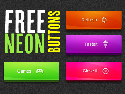 Free Neon Button PSD 