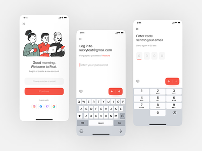Login and Email confirmation screens. account app app design confirmation code dashboard disign fonts illustration ios login login screen mobile onboarding screen registration sign in sign up typography ui user experience ux