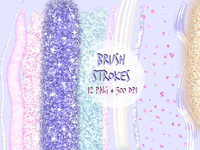 Purple Glitter Brush Strokes Clip art