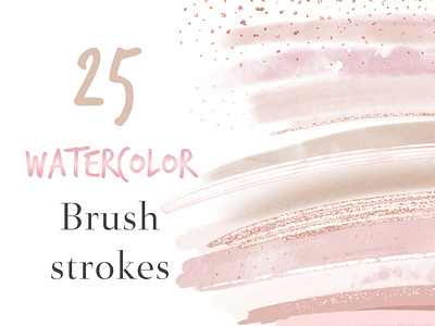 Pink and Beige Watercolor Brush Strokes Clipart