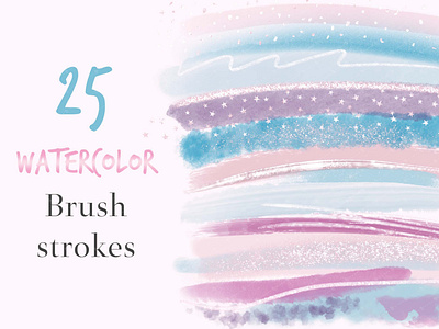 Pastel Watercolor Brush Strokes Clip Art