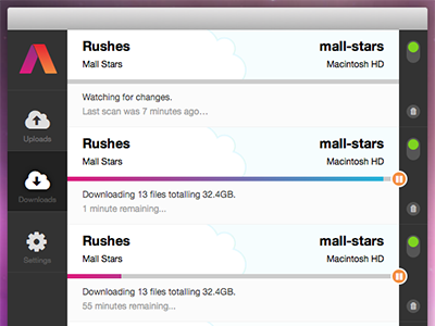 Downloads in the Aframe desktop app