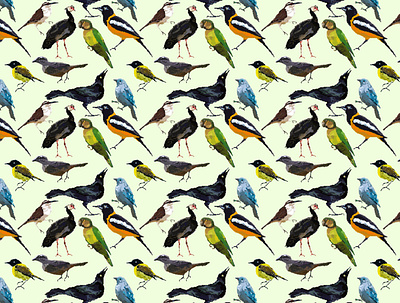 Pixel Birds Pattern design flat illustration pattern pixel